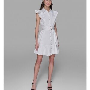 Karl Lagerfeld White Button-Up Mini Dress